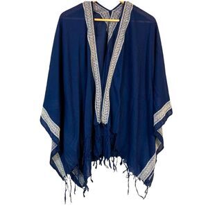 NWT aerie Boho Fringe Wrap Women’s One Size Kimono Shawl Cover Up Cardigan Fall